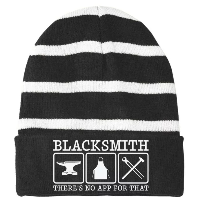 Blacksmith There's No App For That Funny Striped Beanie with Solid Band