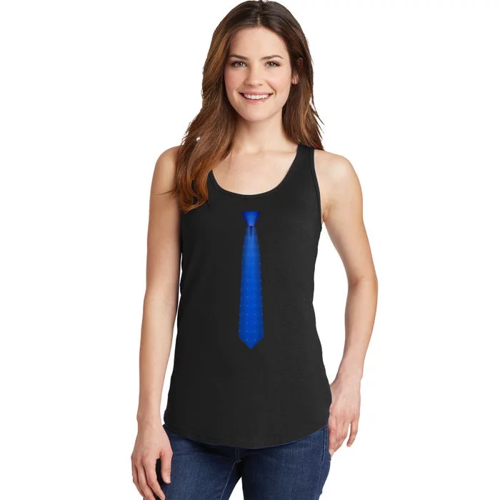 Blue Tie Necktie Funny Dress Graphic Ladies Essential Tank