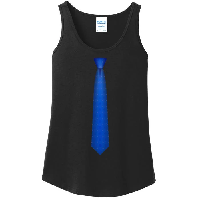 Blue Tie Necktie Funny Dress Graphic Ladies Essential Tank