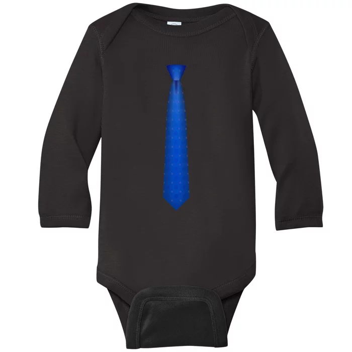 Blue Tie Necktie Funny Dress Graphic Baby Long Sleeve Bodysuit