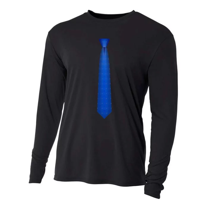 Blue Tie Necktie Funny Dress Graphic Cooling Performance Long Sleeve Crew