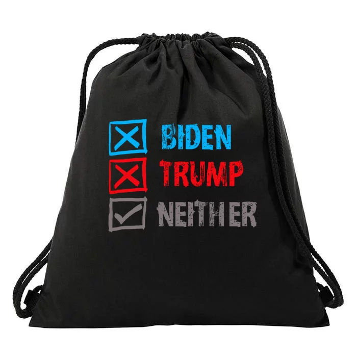 Biden Trump Neither Vote None Of The Above Drawstring Bag