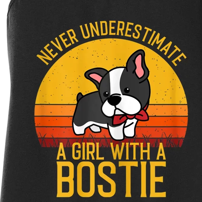 Boston Terrier Never Underestimate A Girl With A Bostie Women's Racerback Tank