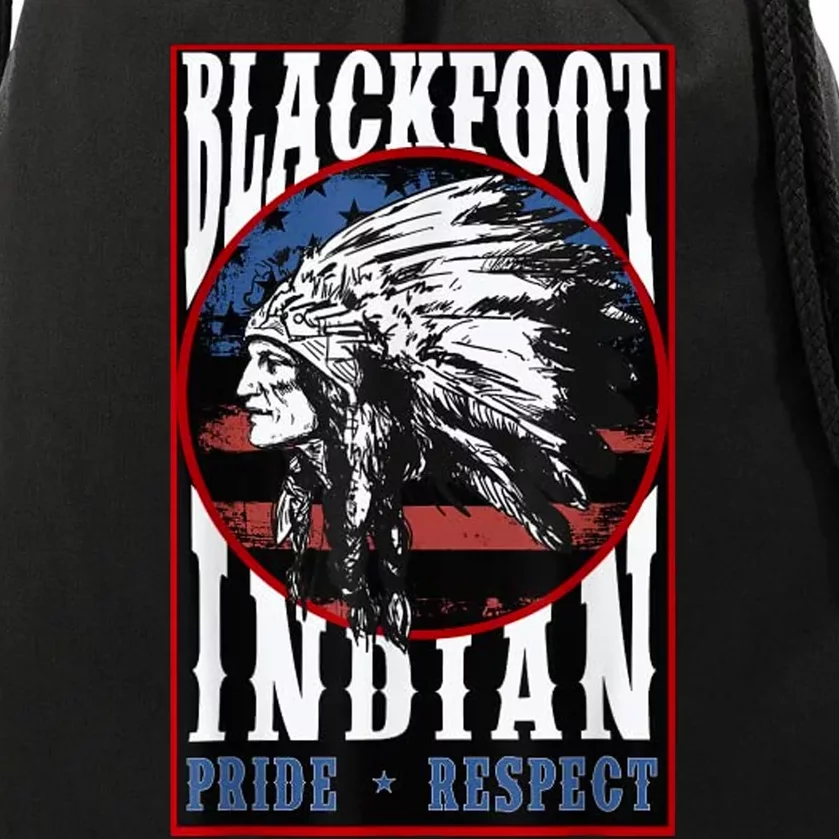 Blackfoot Tribe Native Pride Respect American Indian Us Flag Meaningful Gift Drawstring Bag