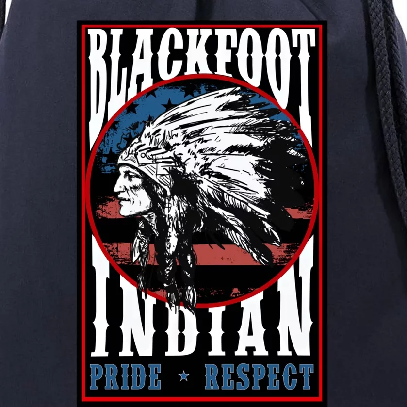 Blackfoot Tribe Native Pride Respect American Indian Us Flag Meaningful Gift Drawstring Bag