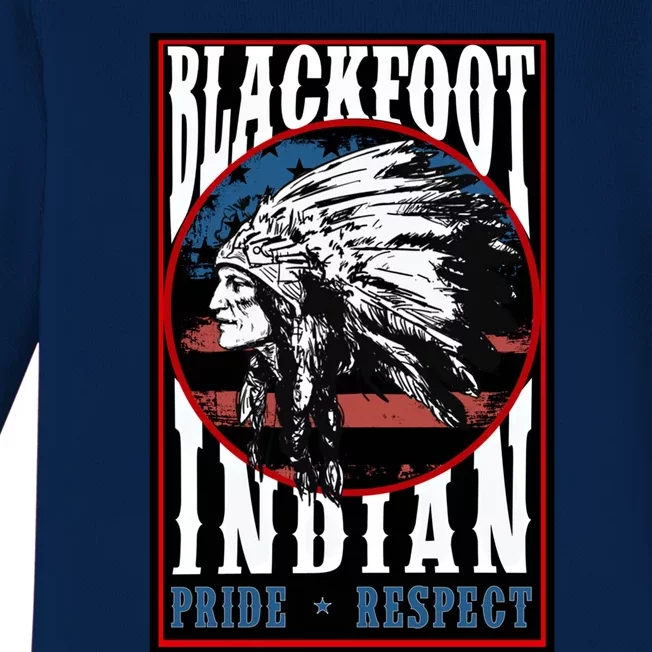 Blackfoot Tribe Native Pride Respect American Indian Us Flag Meaningful Gift Baby Long Sleeve Bodysuit