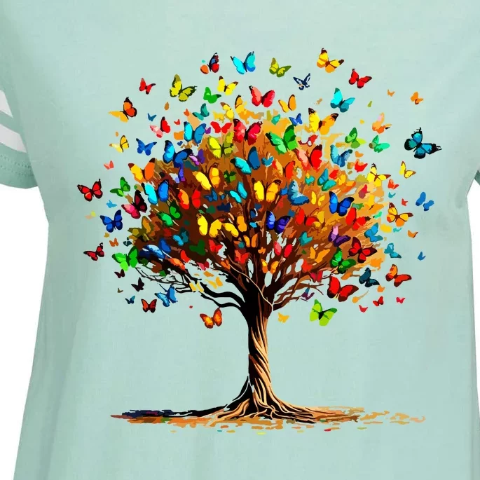 Butterflies Tree Nature Butterfly Lover Lepidopterist Enza Ladies Jersey Football T-Shirt