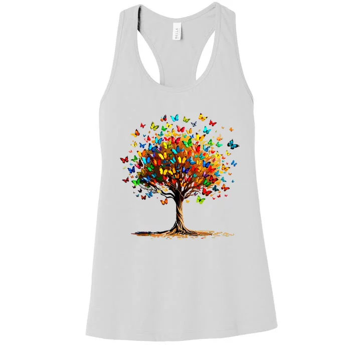 Butterflies Tree Nature Butterfly Lover Lepidopterist Women's Racerback Tank