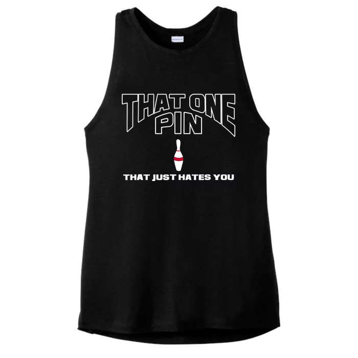 Bowling That One Pin That Just Hates You Funny Bowler Ladies Tri-Blend Wicking Tank