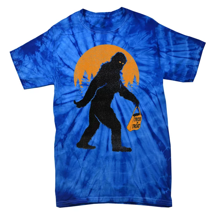 Bigfoot Trick Or Treat Bag Halloween Graphic Tie-Dye T-Shirt