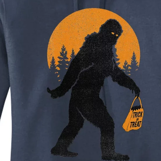 Bigfoot Trick Or Treat Bag Halloween Graphic Women's Pullover Hoodie