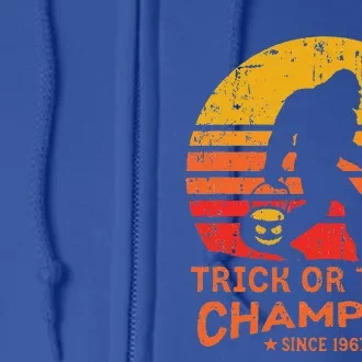 Bigfoot Trick Or Treat Champion Halloween Sarcastic Full Zip Hoodie