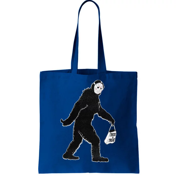 Bigfoot Trick Or Treat Jason Mask Halloween Graphic Tote Bag