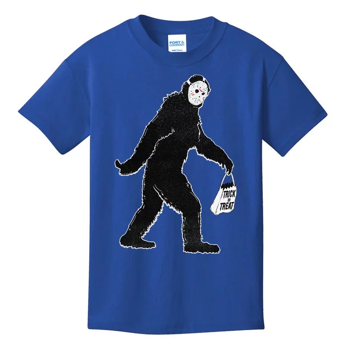 Bigfoot Trick Or Treat Jason Mask Halloween Graphic Kids T-Shirt