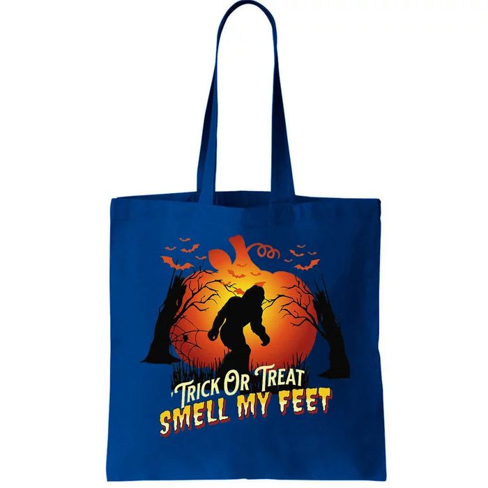 Bigfoot Trick Or Treat Smell My Feet Halloween Pumpkin Moon Tote Bag