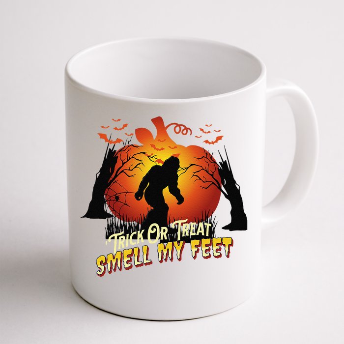 Bigfoot Trick Or Treat Smell My Feet Halloween Pumpkin Moon Front & Back Coffee Mug