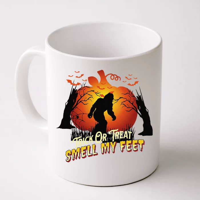 Bigfoot Trick Or Treat Smell My Feet Halloween Pumpkin Moon Front & Back Coffee Mug