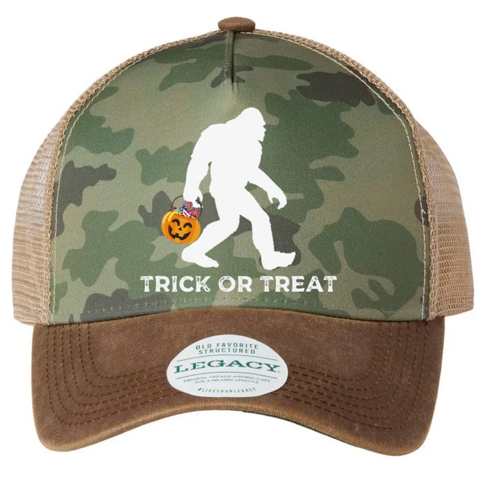 Bigfoot Trick Or Treating Happy Halloween Graphic Legacy Tie Dye Trucker Hat