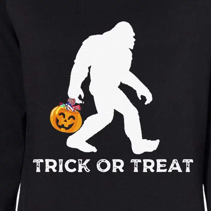 Bigfoot Trick Or Treating Happy Halloween Graphic Womens California Wash Sweatshirt