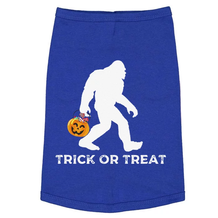 Bigfoot Trick Or Treating Happy Halloween Graphic Doggie Tank