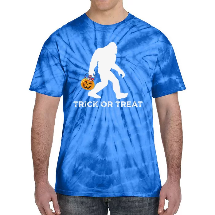 Bigfoot Trick Or Treating Happy Halloween Graphic Tie-Dye T-Shirt