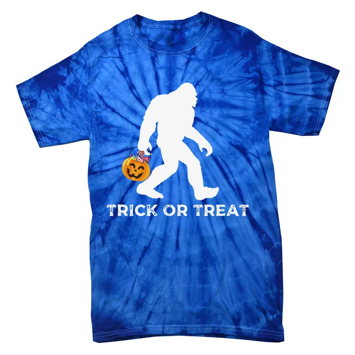 Bigfoot Trick Or Treating Happy Halloween Graphic Tie-Dye T-Shirt