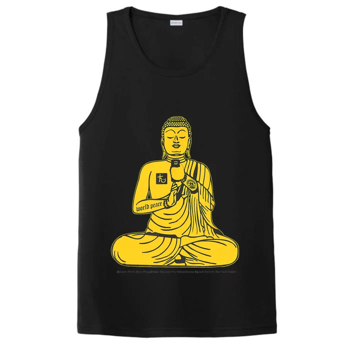 Buddha Texting On Cell Phone Performance Tank