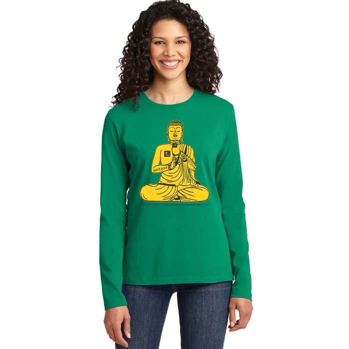 Buddha Texting On Cell Phone Ladies Long Sleeve Shirt