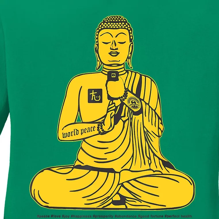 Buddha Texting On Cell Phone Ladies Long Sleeve Shirt