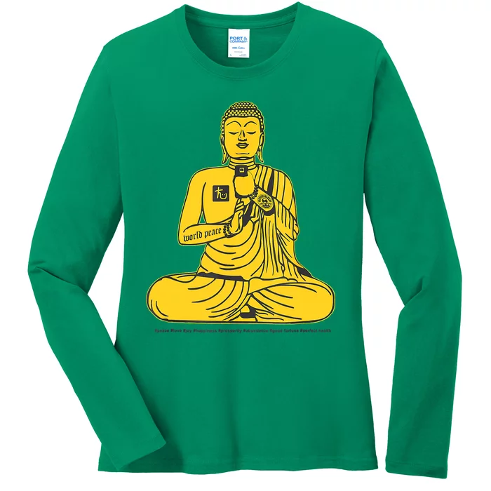 Buddha Texting On Cell Phone Ladies Long Sleeve Shirt