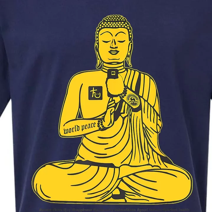 Buddha Texting On Cell Phone Sueded Cloud Jersey T-Shirt