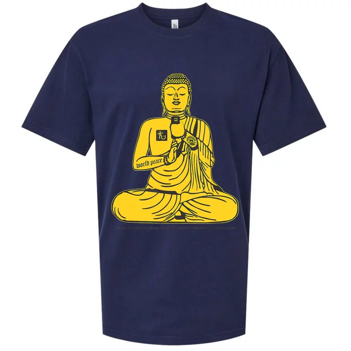 Buddha Texting On Cell Phone Sueded Cloud Jersey T-Shirt