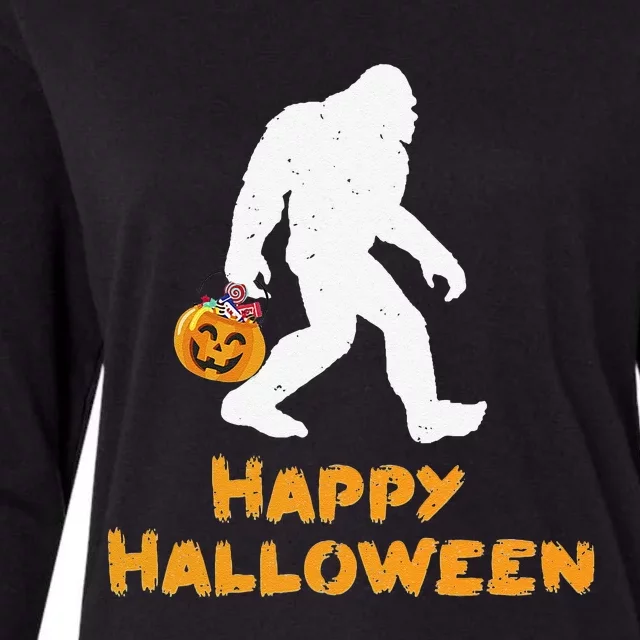 Bigfoot Trick Or Treating Happy Halloween Womens Cotton Relaxed Long Sleeve T-Shirt