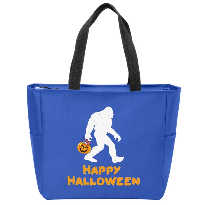 Bigfoot Trick Or Treating Happy Halloween Zip Tote Bag