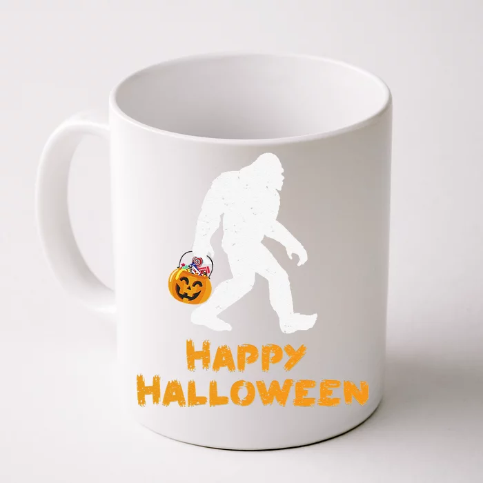 Bigfoot Trick Or Treating Happy Halloween Front & Back Coffee Mug