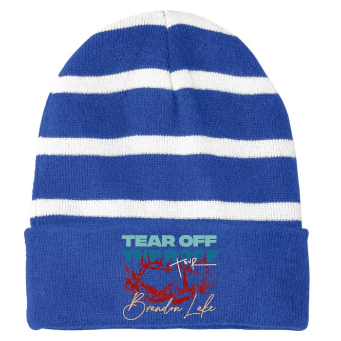 Brandon Tear Off The Roof Merch Lake Striped Beanie with Solid Band