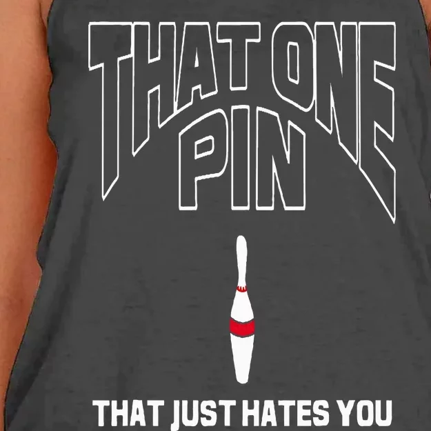 Bowling That One Pin That Just Hates You Funny Bowler Women's Knotted Racerback Tank