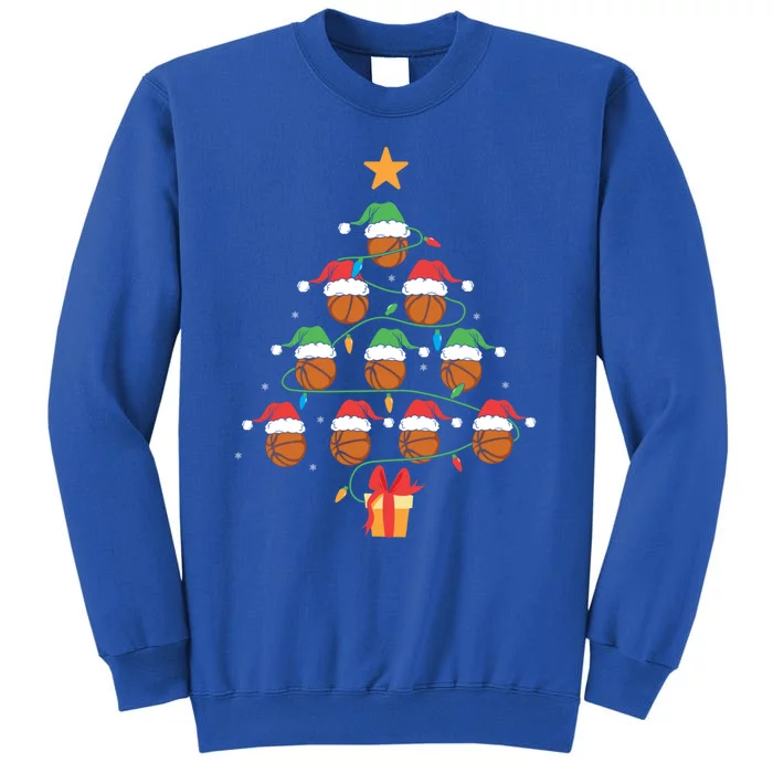 Basketball Tree Ornat Ugly Christmas Basketball Player Gift Tall Sweatshirt