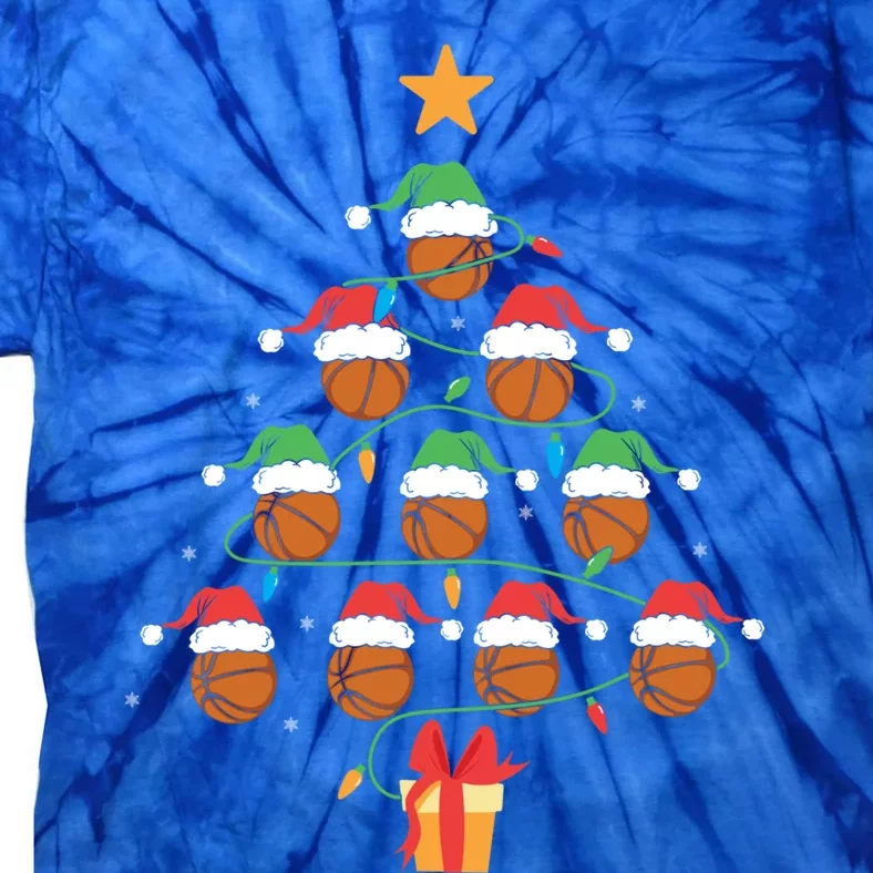 Basketball Tree Ornat Ugly Christmas Basketball Player Gift Tie-Dye T-Shirt