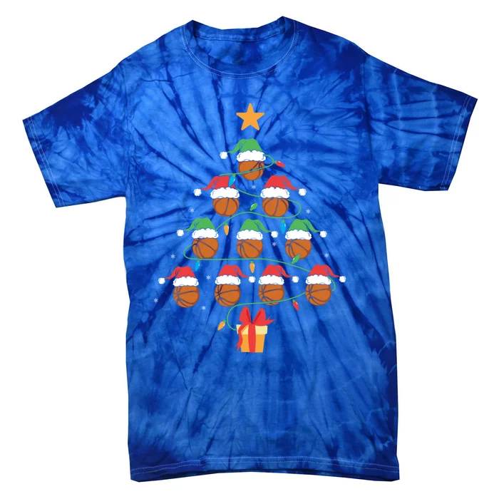 Basketball Tree Ornat Ugly Christmas Basketball Player Gift Tie-Dye T-Shirt