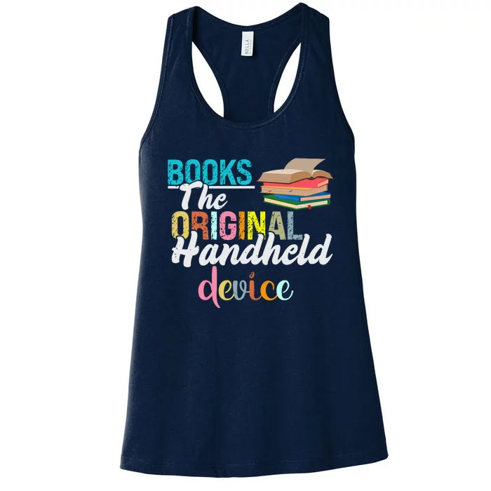 Books The Original Handheld Device Book Librarian Women's Racerback Tank