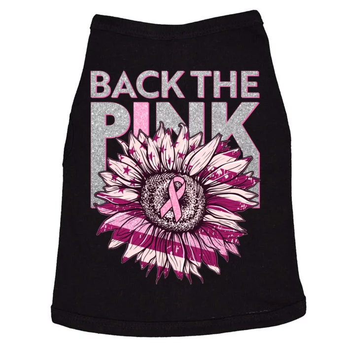 Back The Pink Breast Cancer Awareness Sunflower Ribbon Doggie Tank