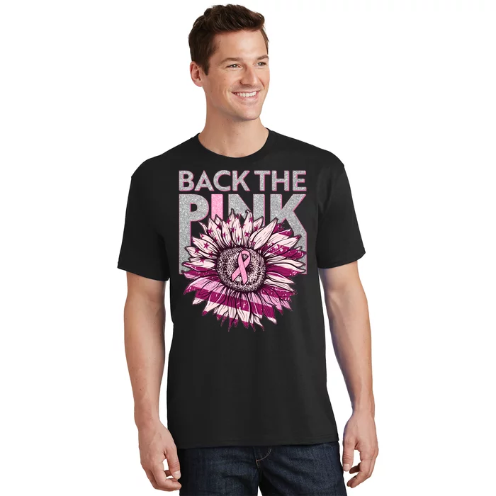 Back The Pink Breast Cancer Awareness Sunflower Ribbon T-Shirt