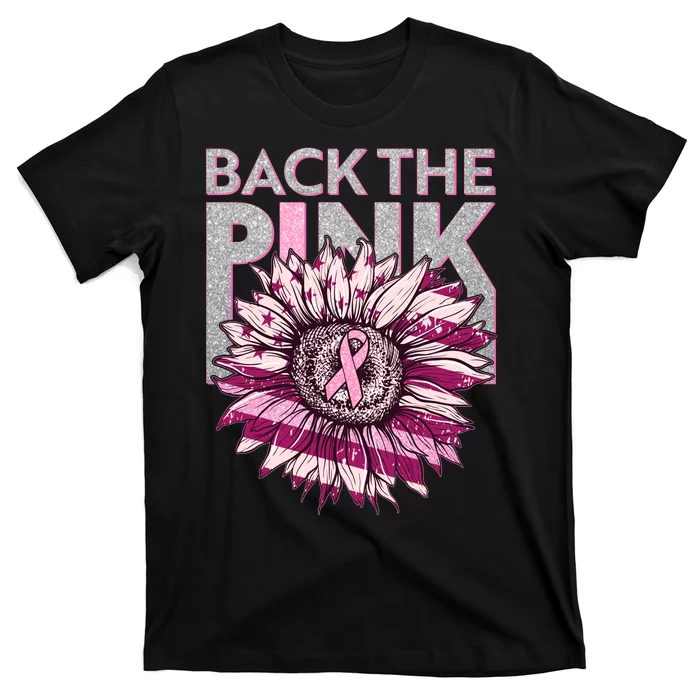 Back The Pink Breast Cancer Awareness Sunflower Ribbon T-Shirt