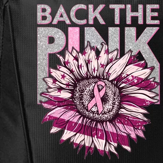 Back The Pink Breast Cancer Awareness Sunflower Ribbon City Backpack