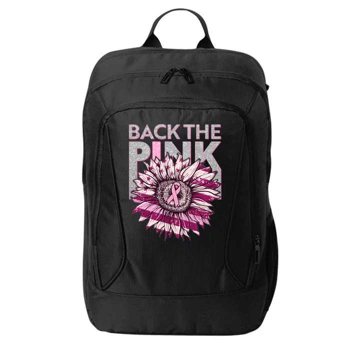 Back The Pink Breast Cancer Awareness Sunflower Ribbon City Backpack