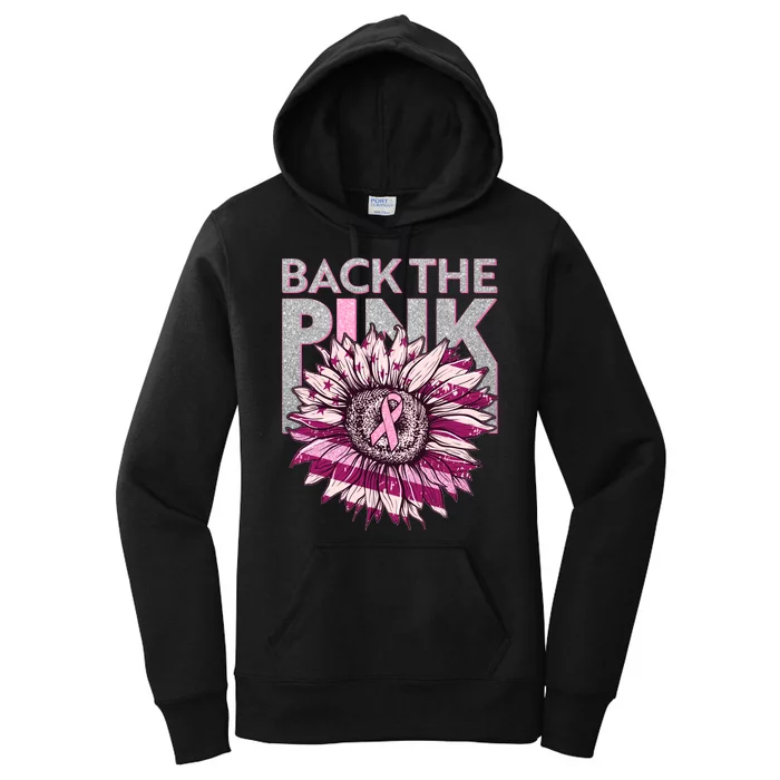 Back The Pink Breast Cancer Awareness Sunflower Ribbon Women's Pullover Hoodie