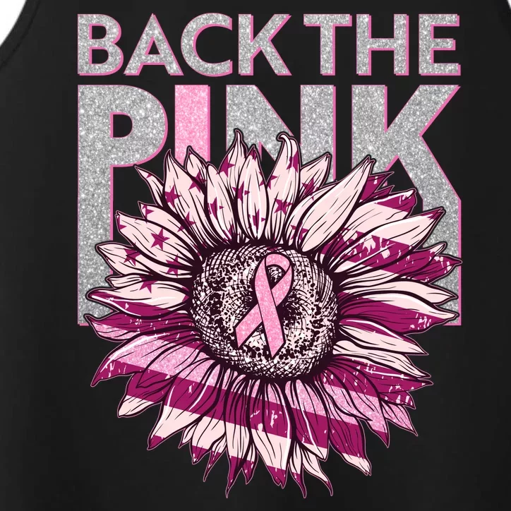 Back The Pink Breast Cancer Awareness Sunflower Ribbon Performance Tank