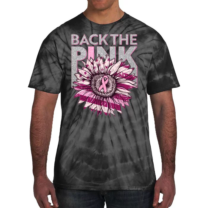 Back The Pink Breast Cancer Awareness Sunflower Ribbon Tie-Dye T-Shirt