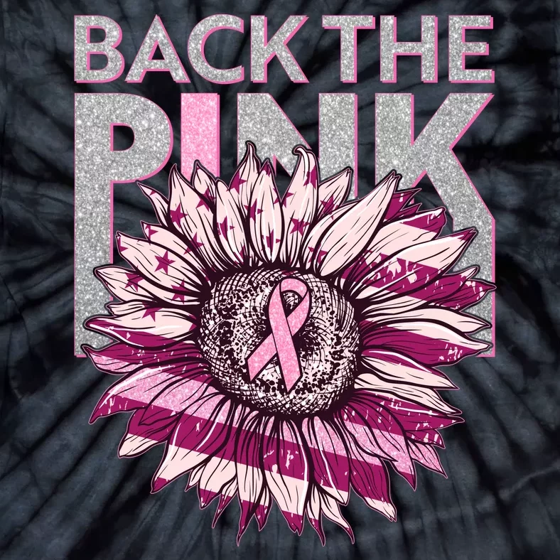 Back The Pink Breast Cancer Awareness Sunflower Ribbon Tie-Dye T-Shirt